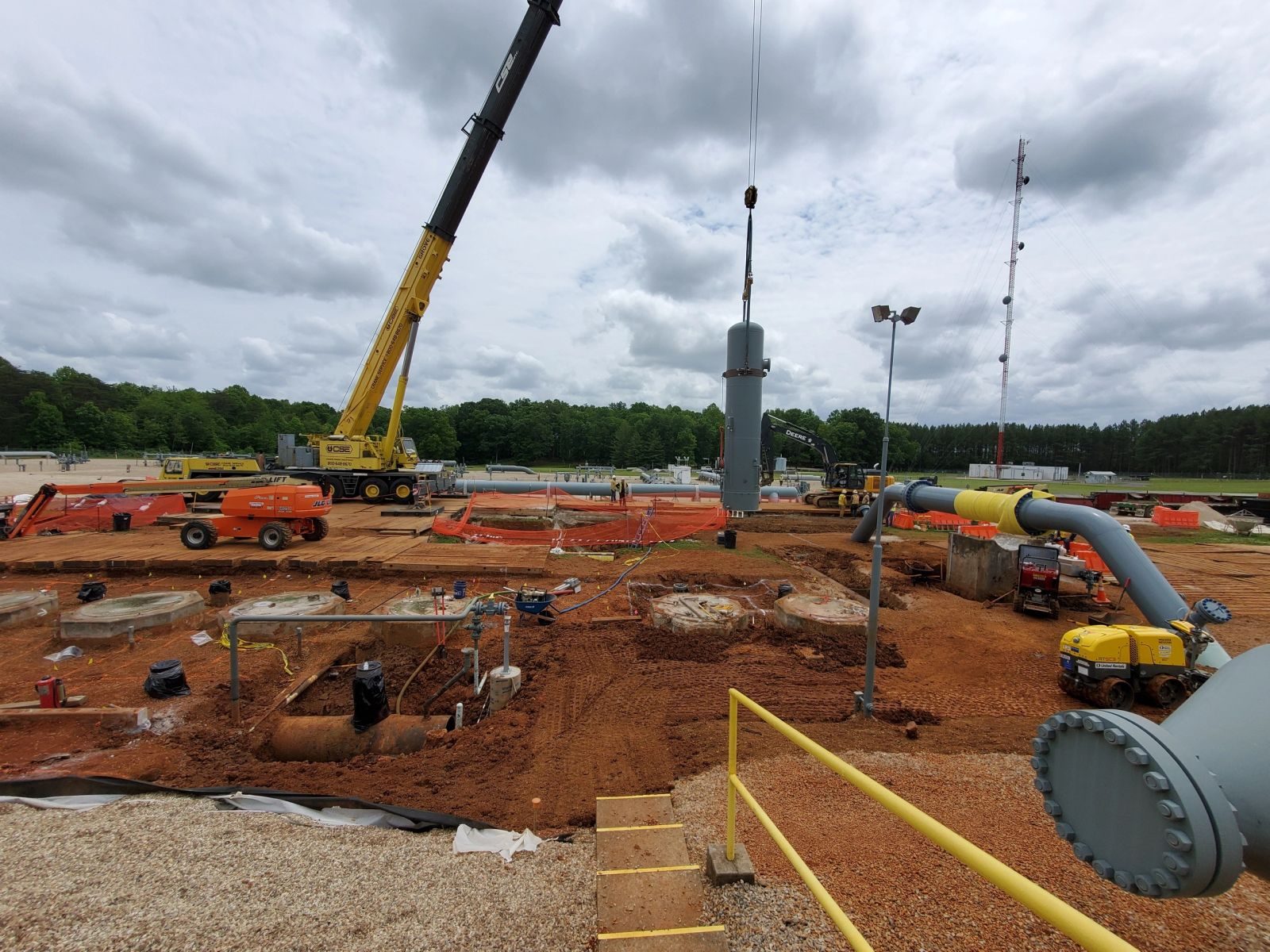 Crane set at an energy facility