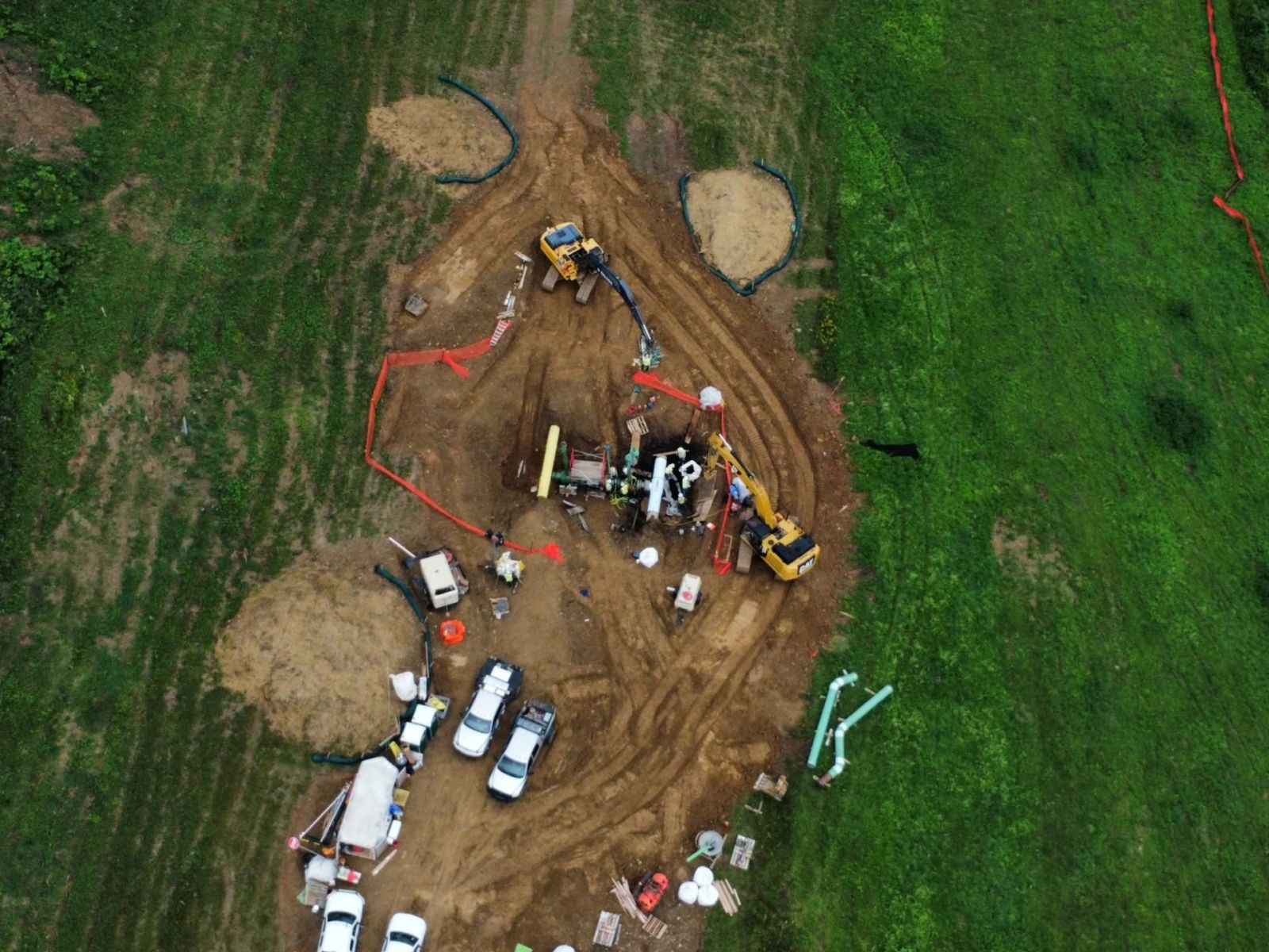 Overhead drone capture of an active site